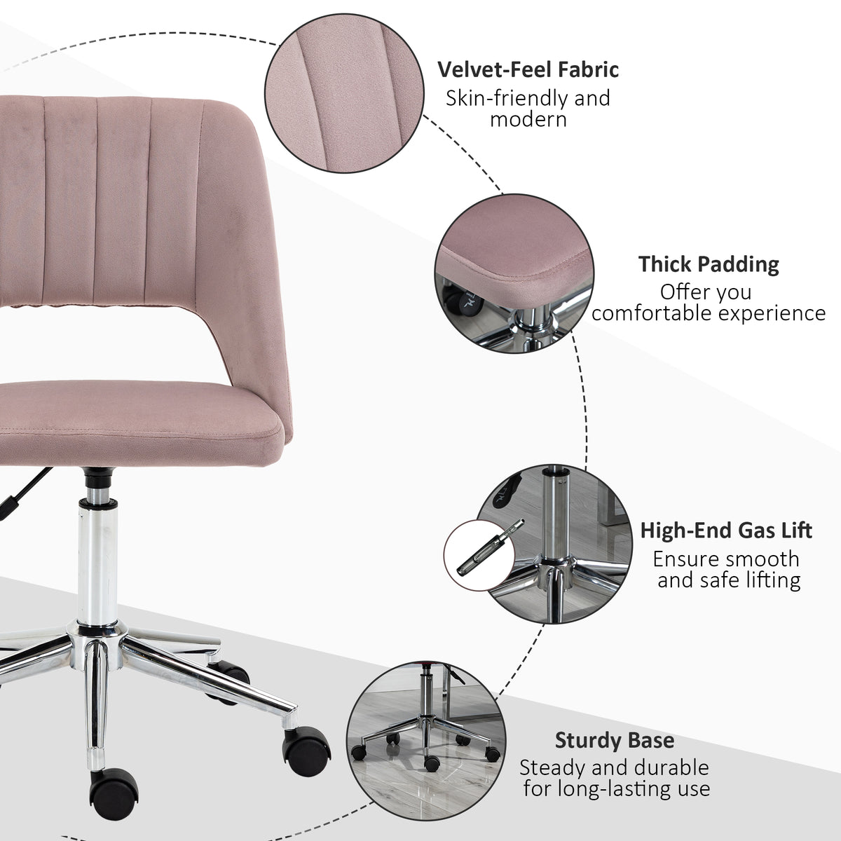 Mid Back Office Chair Velvet Fabric Swivel Scallop Shape Computer Desk Chair, Green – view 55