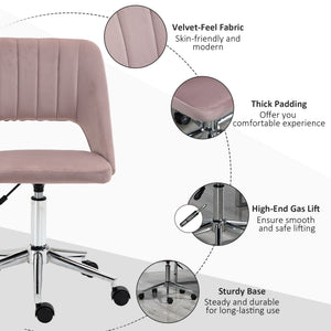 Mid Back Office Chair Velvet Fabric Swivel Scallop Shape Computer Desk Chair, Green – view 55