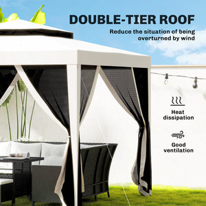 10' x 10' Outdoor Canopy Tent Party Tent with Mesh Netting and Double Tier Roof for Backyard, Garden – view 10