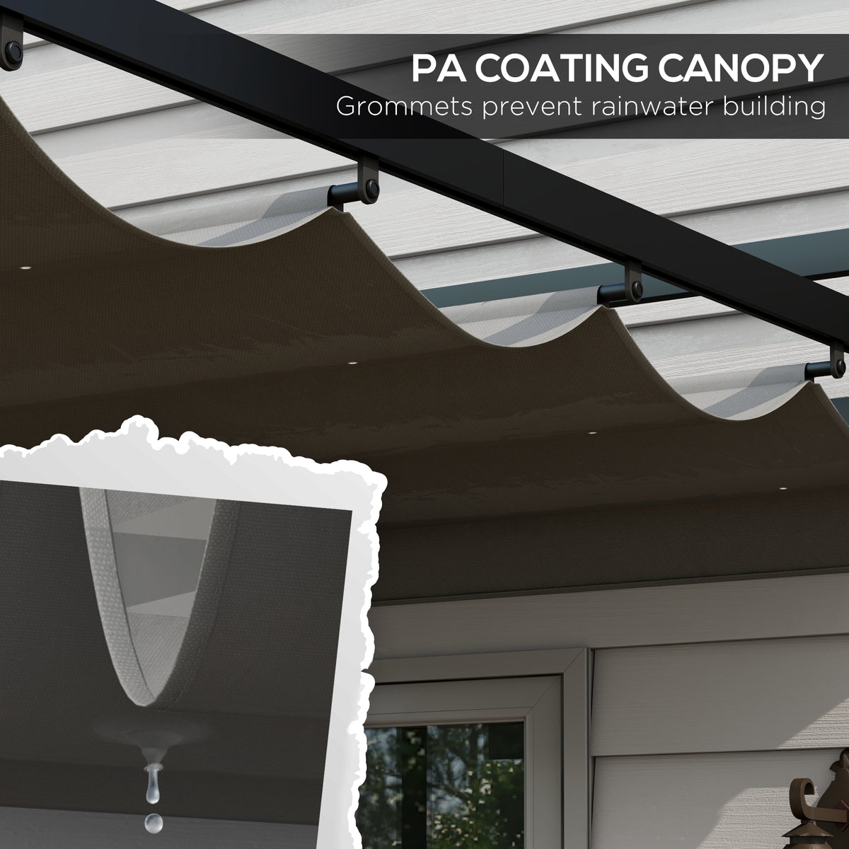 10' x 10' Retractable Pergola, Garden Gazebo Shade Shelter, for Grill, Patio, Deck, Dark Grey