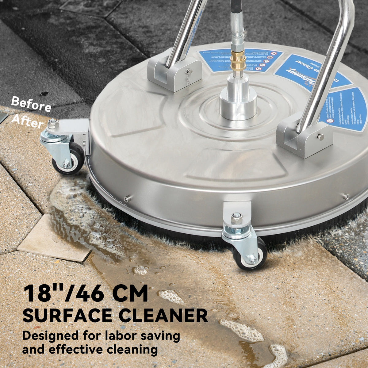 16" Pressure Washer Surface Cleaner with 4 Wheels, Stainless Steel Power Washer Surface Cleaner with 1/4" – view 10