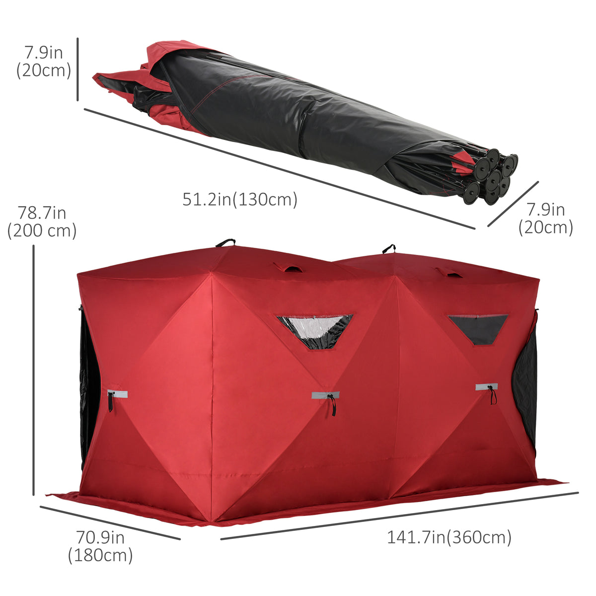 5-8 Person Pop-up Ice Fishing Shelter, Portable Ice Fishing Tent, Blue – view 16