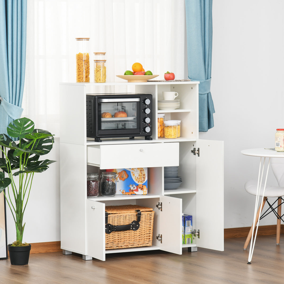 Compact Kitchen Pantry Cabinet Server Hutch Storage Buffet with Microwave Oven Stand Drawer and Shelves – view 7