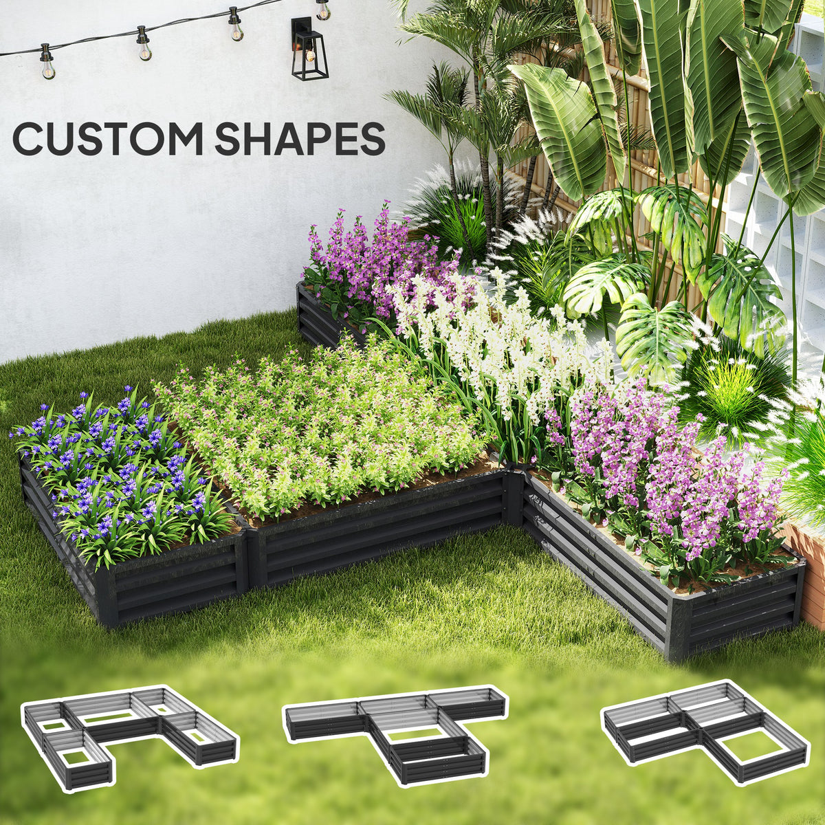 Steel Raised Garden Bed, Set of 5 Large Box Planters for Outdoor Plants Vegetables Flowers Herbs, 8x8x1ft – view 10