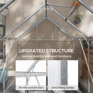 6' x 4' Walk-In Greenhouse, Polycarbonate Greenhouse with Sliding Door, Window, Aluminium Frame – view 12