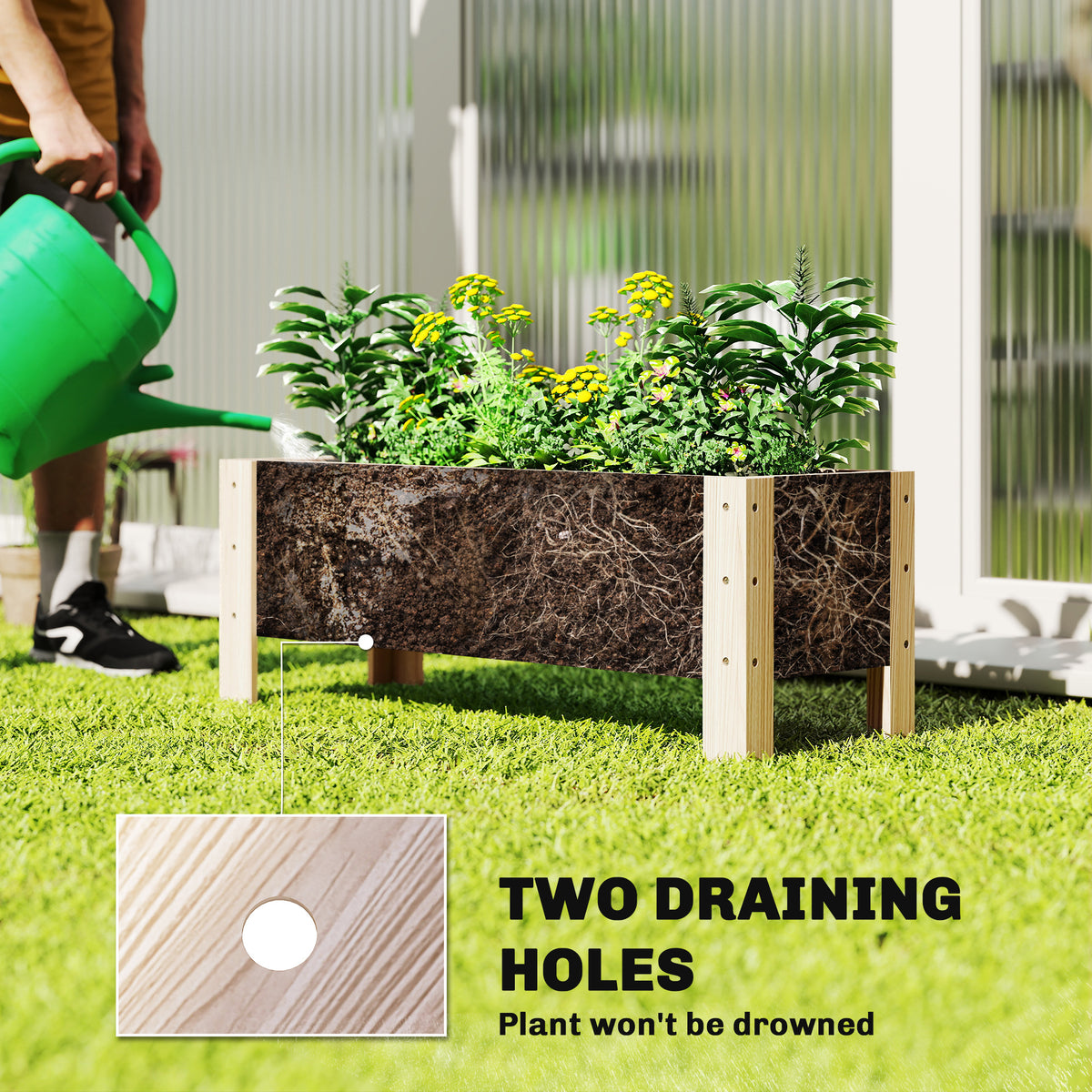 3.3 x 1.2 x 1.2 ft Garden Raised Bed Planter Grow Containers for Outdoor Patio Plant Flower Vegetable Pot – view 12