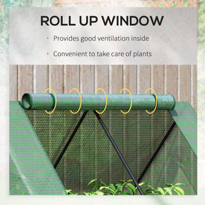 Steel Outdoor Raised Garden Bed with Greenhouse,Cover, Roll Up Door, Dual Use, 50"x37.4"x36.2", Green