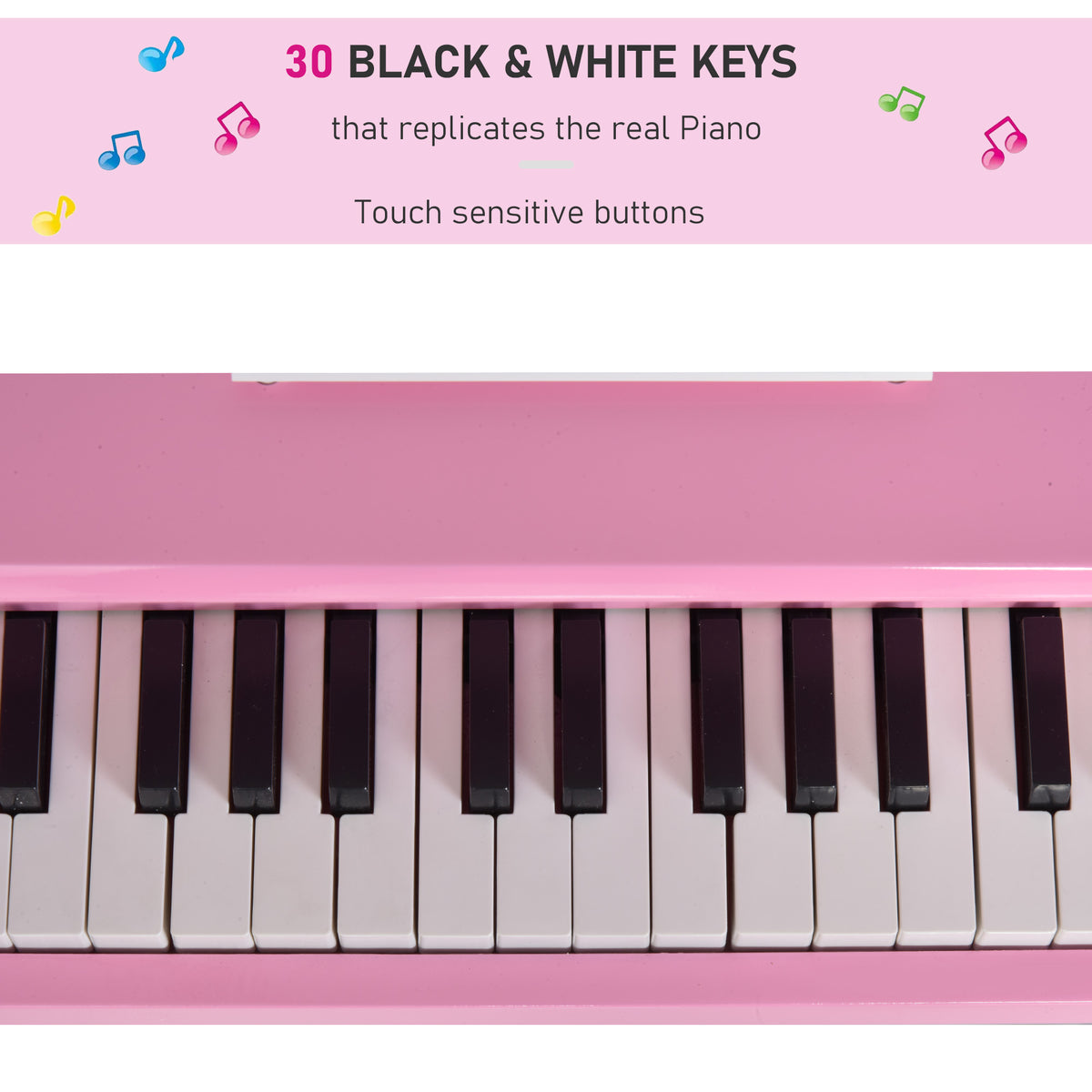 Modern Kids Piano, 30 Keys, Set of 2, Mini Toy for Child, Grand Piano with Music Stand and Bench – view 11