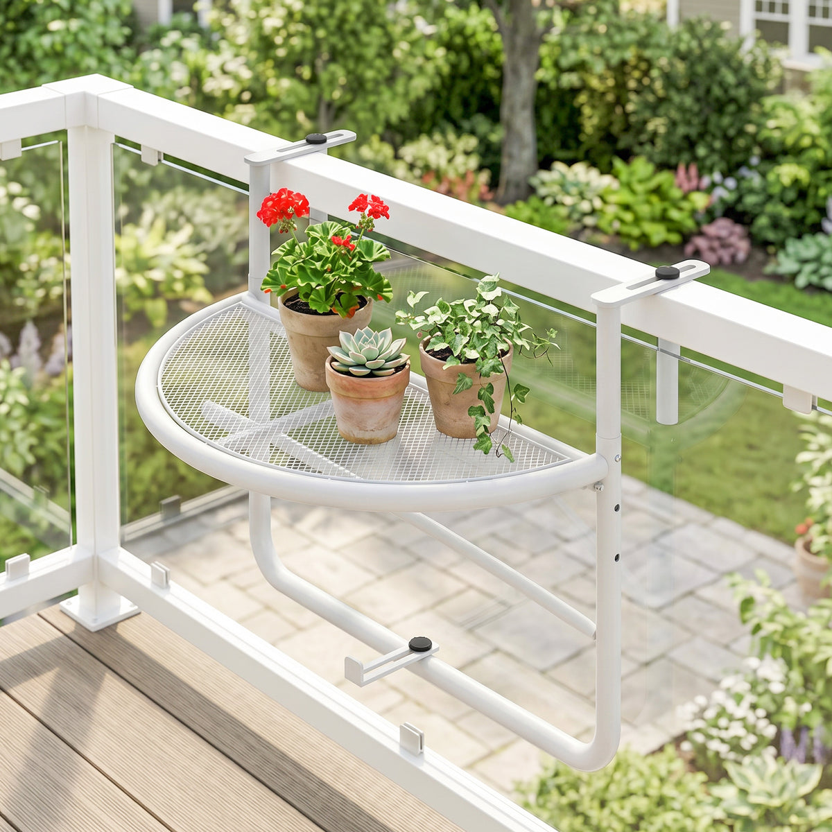 Adjustable Balcony Hanging Railing Table, Metal Mounting Mini Wall Desk Storage Rack – view 14