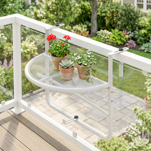 Adjustable Balcony Hanging Railing Table, Metal Mounting Mini Wall Desk Storage Rack – view 14
