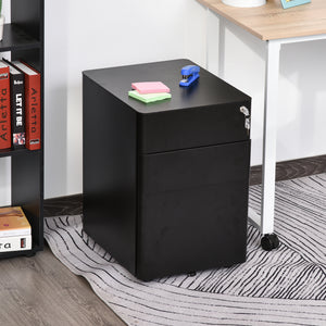 Metal Filing Cabinet 3 Drawer, Mobile Office Cabinet with Wheels for Legal, Letter, A4 File, Black