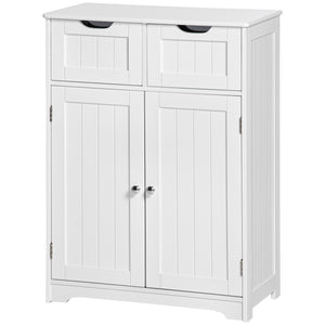 Bathroom Cabinet, Bathroom Storage Cabinet with 2 Drawers, Adjustable Shelf for Living Room, Entryway, White