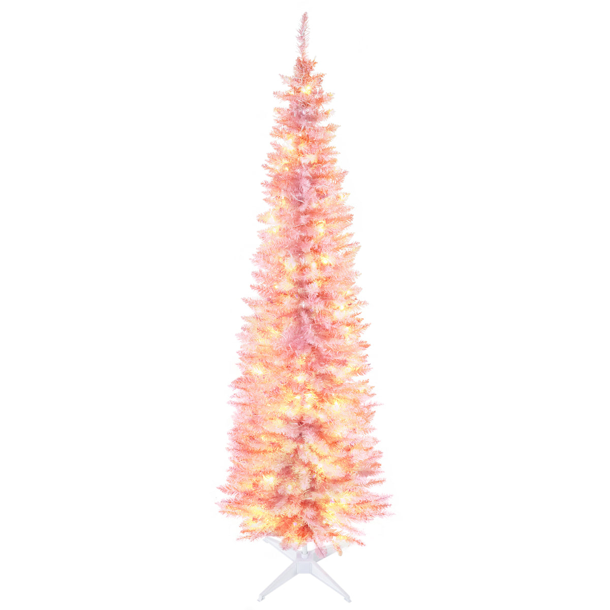6' Pre Lit Artificial Pencil Christmas Trees, Xmas Tree with Realistic Branches and Warm White LED Lights – view 29