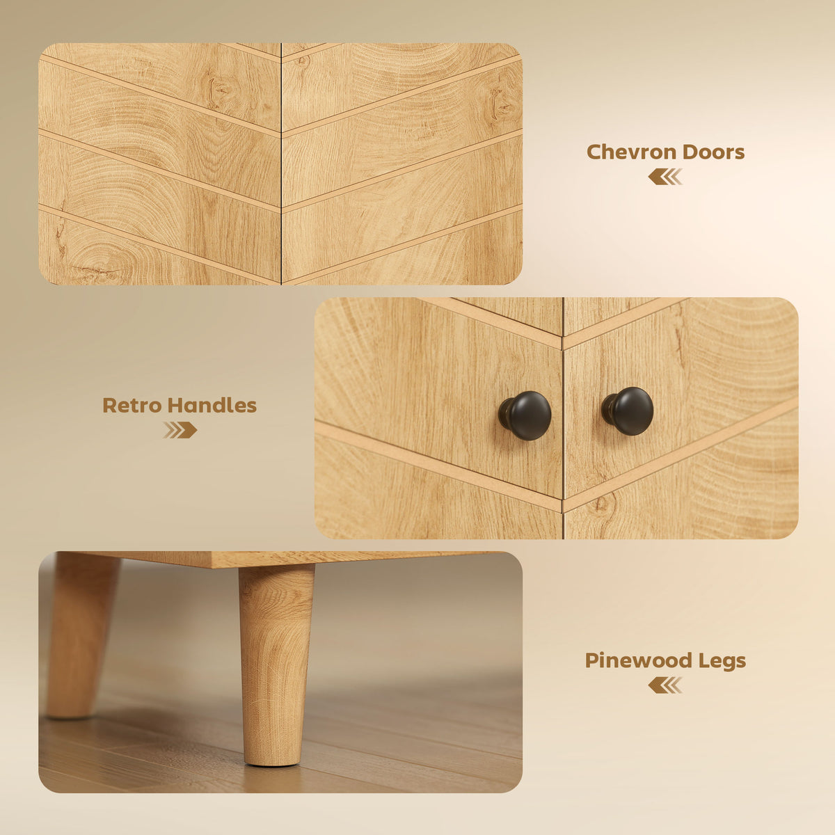 Storage Cabinet with Doors, Cupboard Organization with Shelf and Wood Legs, Storage Solution for Living Room, Bathroom