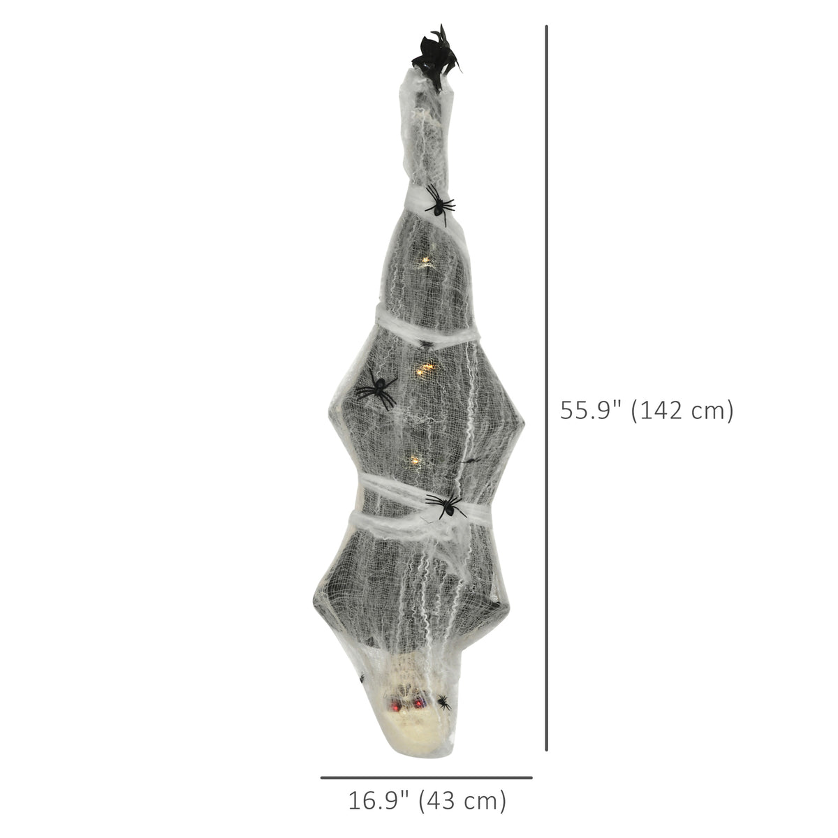 55.9 Inch/4.7ft Life Size Outdoor Halloween Decoration Hanging Mummy with Spider Web, Animated Prop Decor with Sound and Motion Activated, Light Up Eyes, Creepy Sound