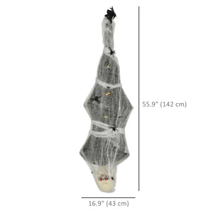 55.9 Inch/4.7ft Life Size Outdoor Halloween Decoration Hanging Mummy with Spider Web, Animated Prop Decor with Sound and Motion Activated, Light Up Eyes, Creepy Sound