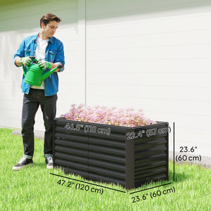 Set of 2 Galvanized Metal Planters for Outdoor Plants, 4' x 2' x 2' Raised Garden Bed, Dark Grey – view 2