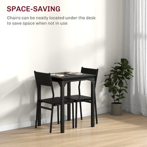 Dining Table Set for 2, 3 Piece Kitchen Table and Chairs with Metal Legs for Small Spaces, Natural Wood