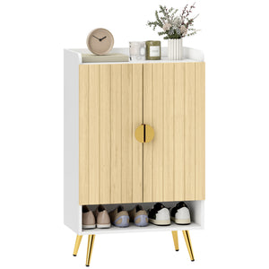 Entryway Shoe Storage Cabinet, Narrow Shoe Cabinet with Adjustable Shelves and Open Shelf for 15 Pairs of – view 8