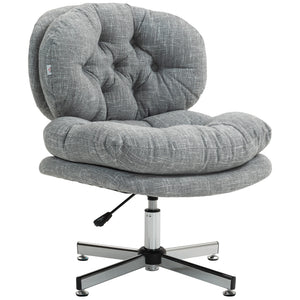 Computer Desk Chair, Armless Office Chair with Wide Padded Seat and Adjustable Height, Cream White – view 8