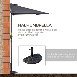 9.8ft Half Umbrella Semi Round Patio Parasol with Crank Handle, Top Vent for Garden – view 20