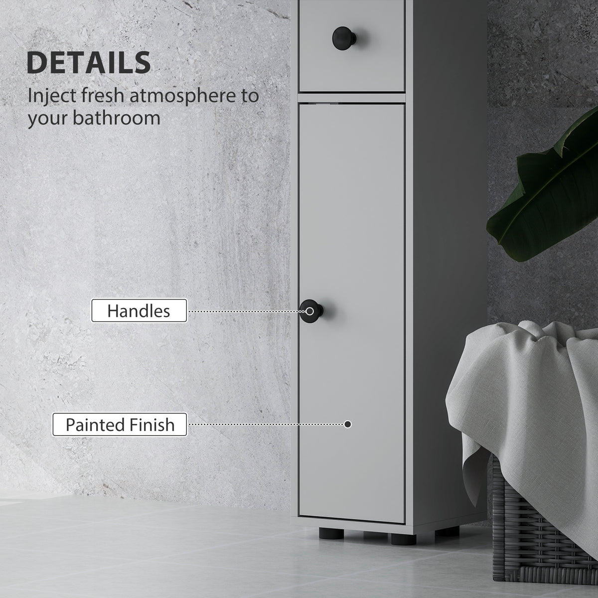 71" Tall Bathroom Cabinet, Narrow Toilet Paper Cabinet with Open Shelves, 2 Door Cabinets, Adjustable Shelves, Black