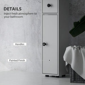 71" Tall Bathroom Cabinet, Narrow Toilet Paper Cabinet with Open Shelves, 2 Door Cabinets, Adjustable Shelves, Black