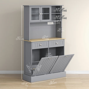 Kitchen Cabinet with Charging Station, 2 Tilt Out Cabinets, Microwave Stand – view 9