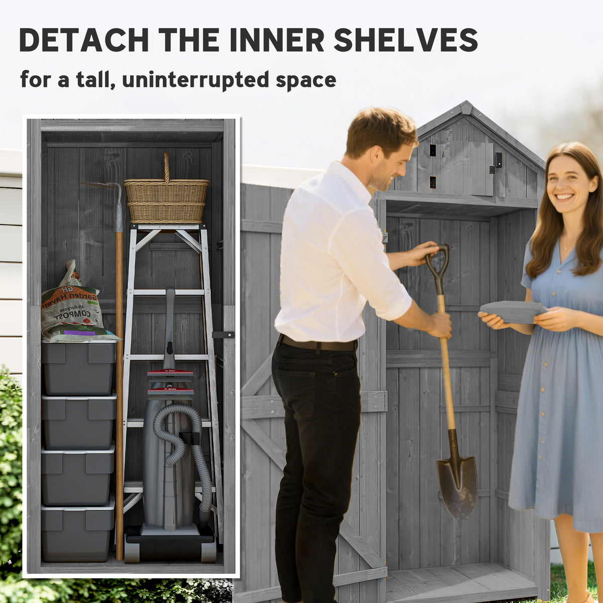 30" x 21" x 71" Garden Storage Shed, Sheds & Outdoor Storage Outdoor Workshop Yard Tool Utility Storage – view 4