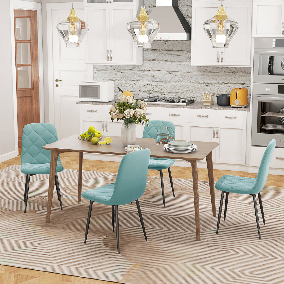 Dining Chairs Set of 4, Upholstered Dining Room Chairs with Steel Legs – view 20