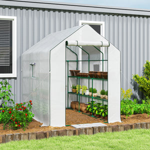 Walk-in Greenhouse with 3 Tier, Garden Plant Growhouse with Roll-up Door and Mesh Windows – view 14