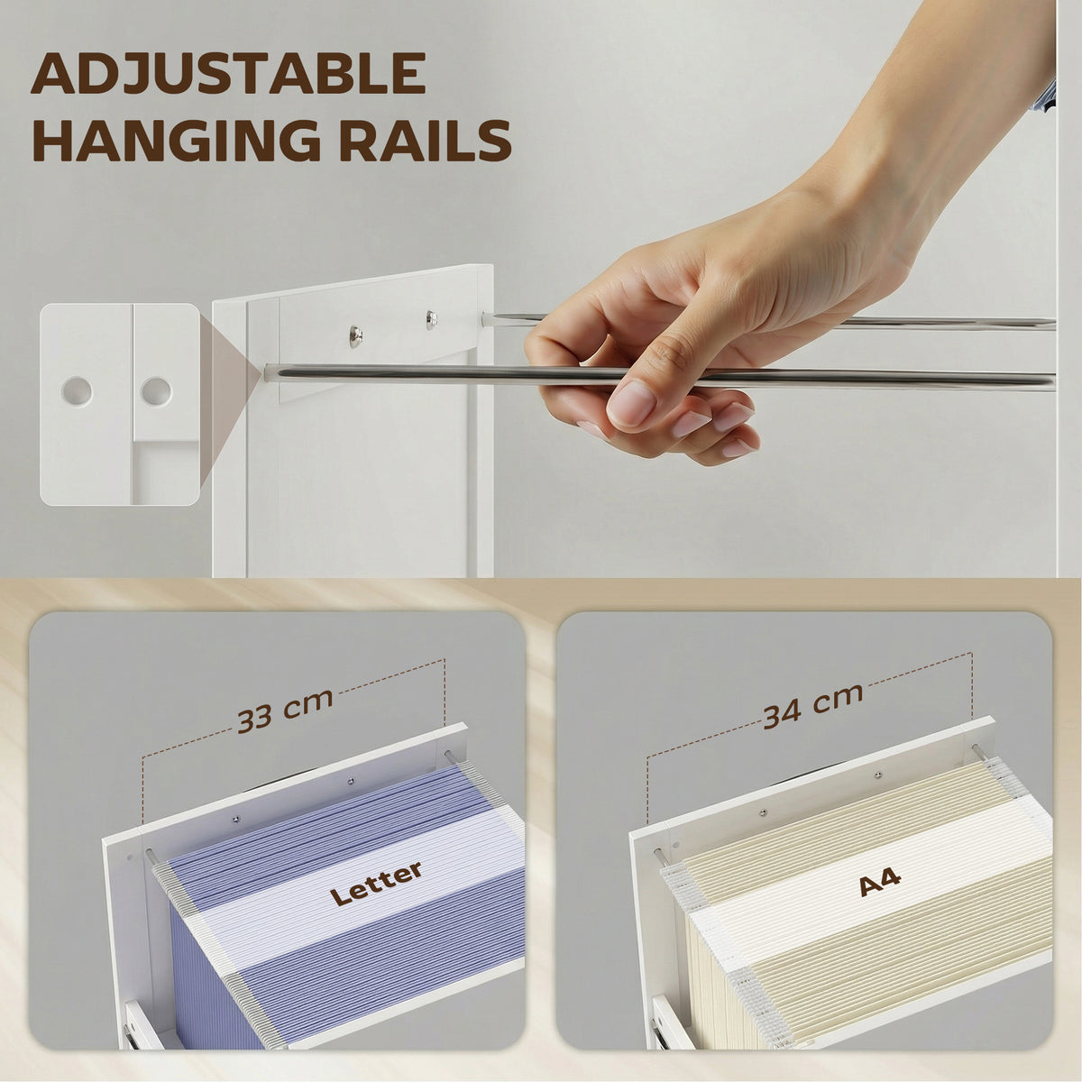 Lateral Filing Cabinet for Letter/A4 Hanging Files, File Cabinet with Open Compartments for Home Office, White