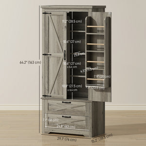 Farmhouse Kitchen Pantry Storage Cabinet, 64" Freestanding Kitchen Pantry Cabinet with Drawers – view 16