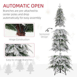 6ft Pencil Flocked Artificial Christmas Tree with 600 Branch Tips, Auto Open and Steel Base, Green – view 5