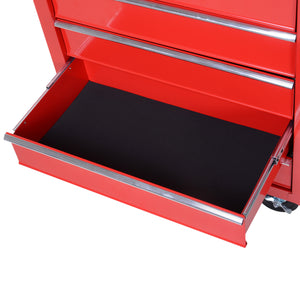 5 Drawer Roller Tool Chest, Mobile Lockable Toolbox, Storage Organizer with Handle for Workshop Mechanics Garage, Red