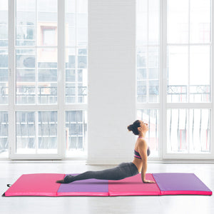 Soozier 4'x10'x2" Folding Gymnastics Tumbling Mat, Exercise Mat with Carrying Handles for Yoga, MMA, Martial Arts, Dark