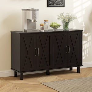 Kitchen Sideboard Cabinet with 4 Barn Doors and 2 Adjustable Shelves, Buffet Table for Living Room – view 7