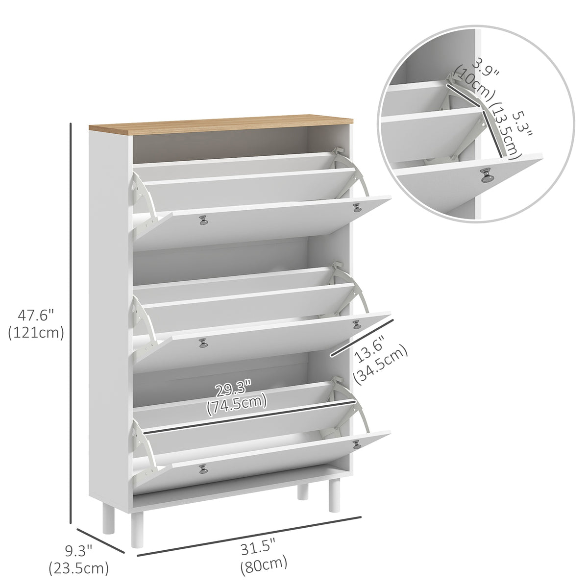 Shoe Storage with 3 Flip Drawers and Adjustable Shelves – view 16
