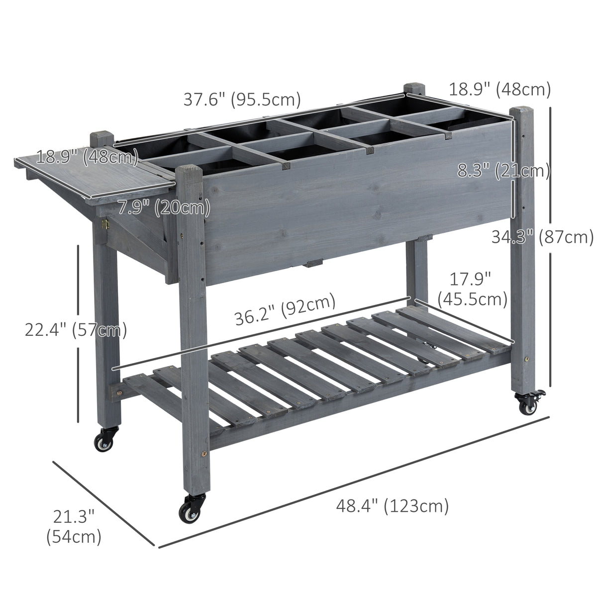 Raised Garden Bed with 8 Grids and Storage Shelf, Elevated Planter Box with Legs – view 9