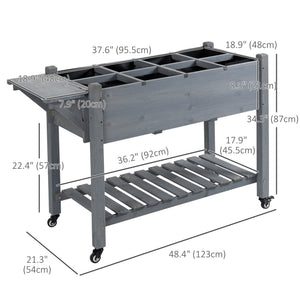 Raised Garden Bed with 8 Grids and Storage Shelf, Elevated Planter Box with Legs – view 9
