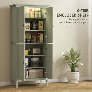 69.5" Tall Kitchen Pantry Storage Cabinet with Motion Sensor LED Light, Modern Kitchen Pantry Cabinet, Green – view 4