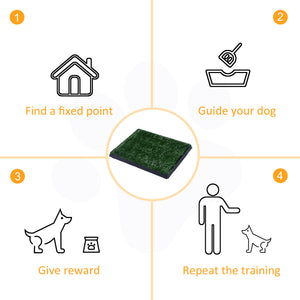 Dog Grass Pad with Tray, Artificial Grass for Dogs, Doggy Bathroom Toilet Potty Tray Indoor Outdoor Puppy Potty Training (51 x 63 CM)