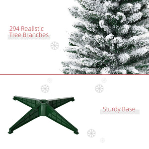 5ft Tall Pencil Artificial Christmas Tree, Holiday Décor with Snow Flocked Branches, Green – view 4
