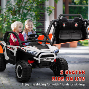 Qaba 2 Seater 24V 7AH Ride on Truck, Electric Car for Kids w/ Spring Suspension, Remote Lights, Horn, Music