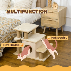 Cat Stairs Pet Steps for Couch Bed with Scratching Posts Condo Ball Toy, 23.6" x 15.7" x 26", Grey – view 11