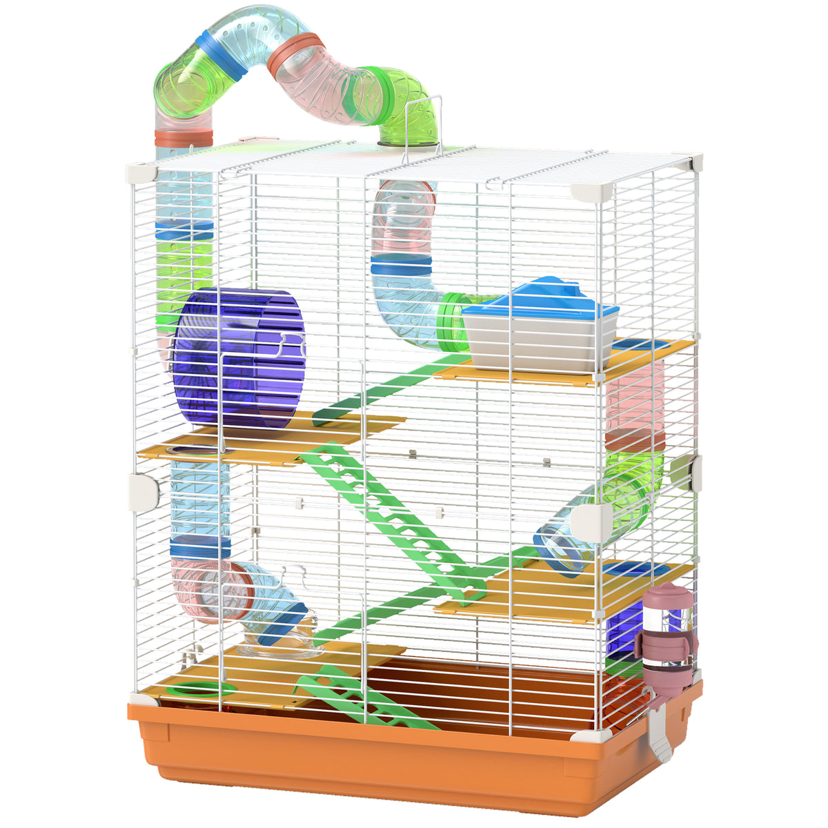 5 Tiers Hamster Cage Portable with Exercise Wheels Play Tube Water Bottle Dishes House Ladder for Gerbils – view 22