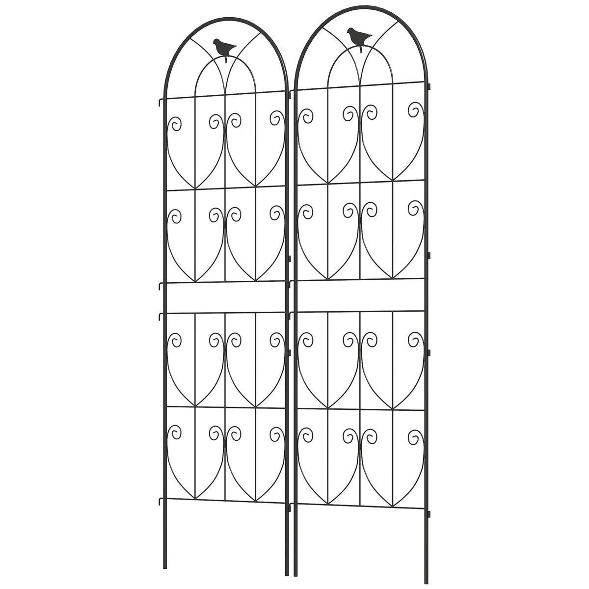 Set of 2 Metal Garden Trellis, Decorative Trellis Panels, Bird Design, 120 x 50 cm, Black – view 15