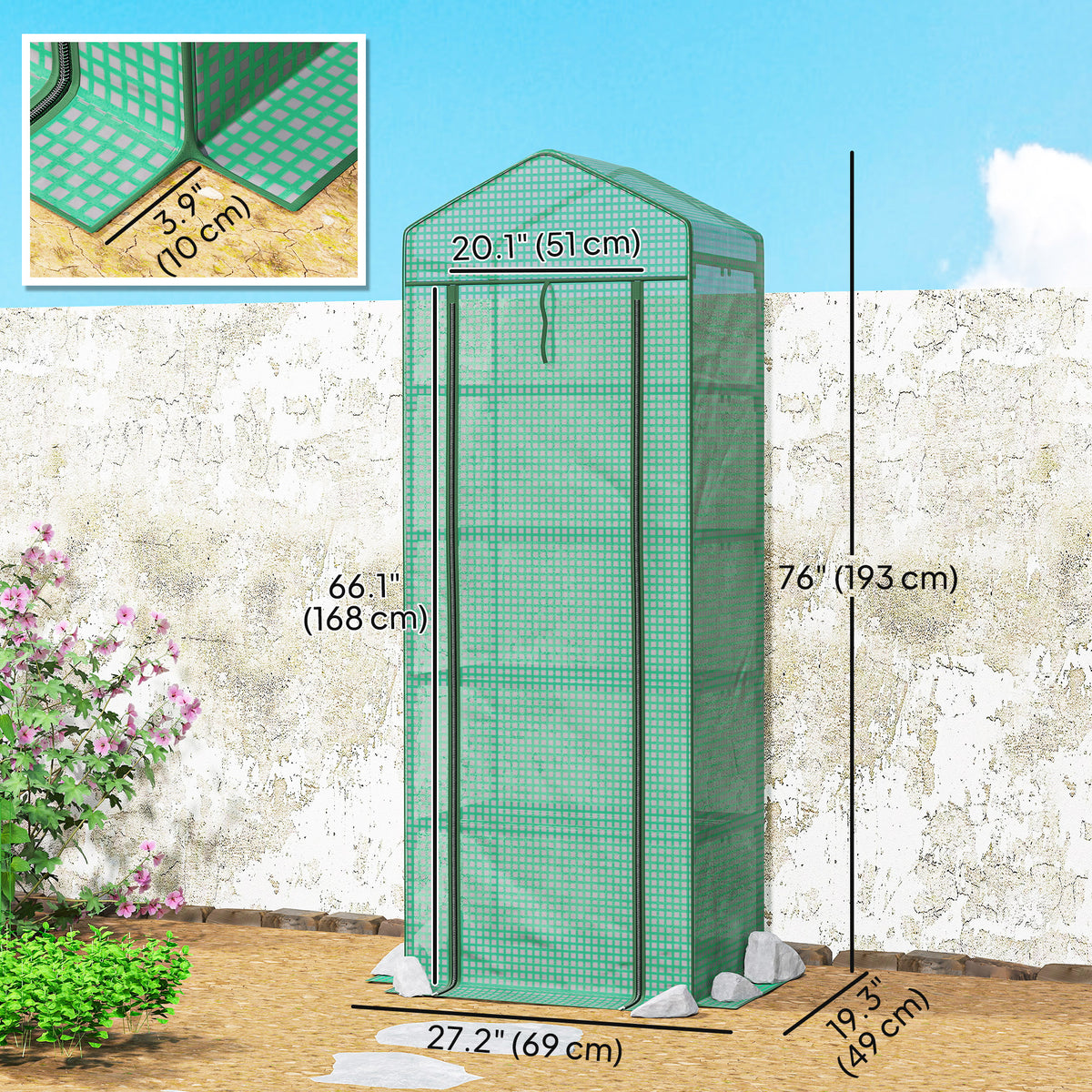 5 Tier Mini Greenhouse, Portable Outdoor Flower Stand with Shelf Clips, Indoor Greenhouse with Steel Frame – view 4