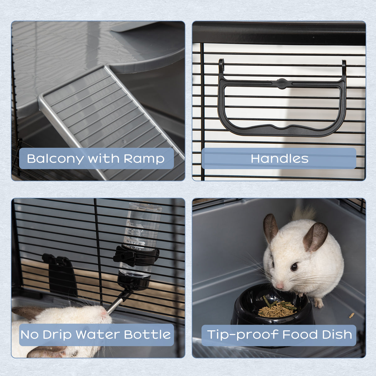 3-tier Hamster Cage, Guinea Pig Cage, Pet Chinchillas Play House Indoor with Accessories Food Dish Water – view 12
