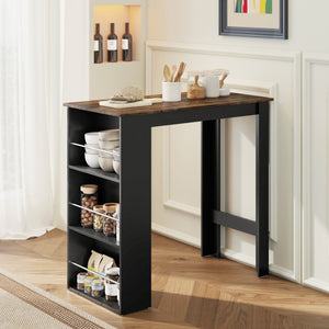 Bar Table Counter Height Dining Table with 3 Storage Shelves for Kitchen, Dining Room, Living Room, Natural